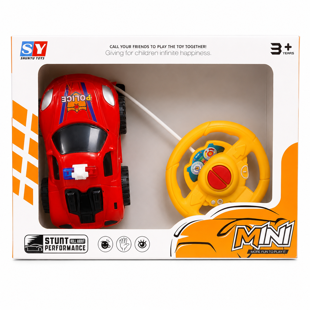 Rainbow Toys Police Stunt Remote Control Car with Steering-Wheel Controller – Roll-Over