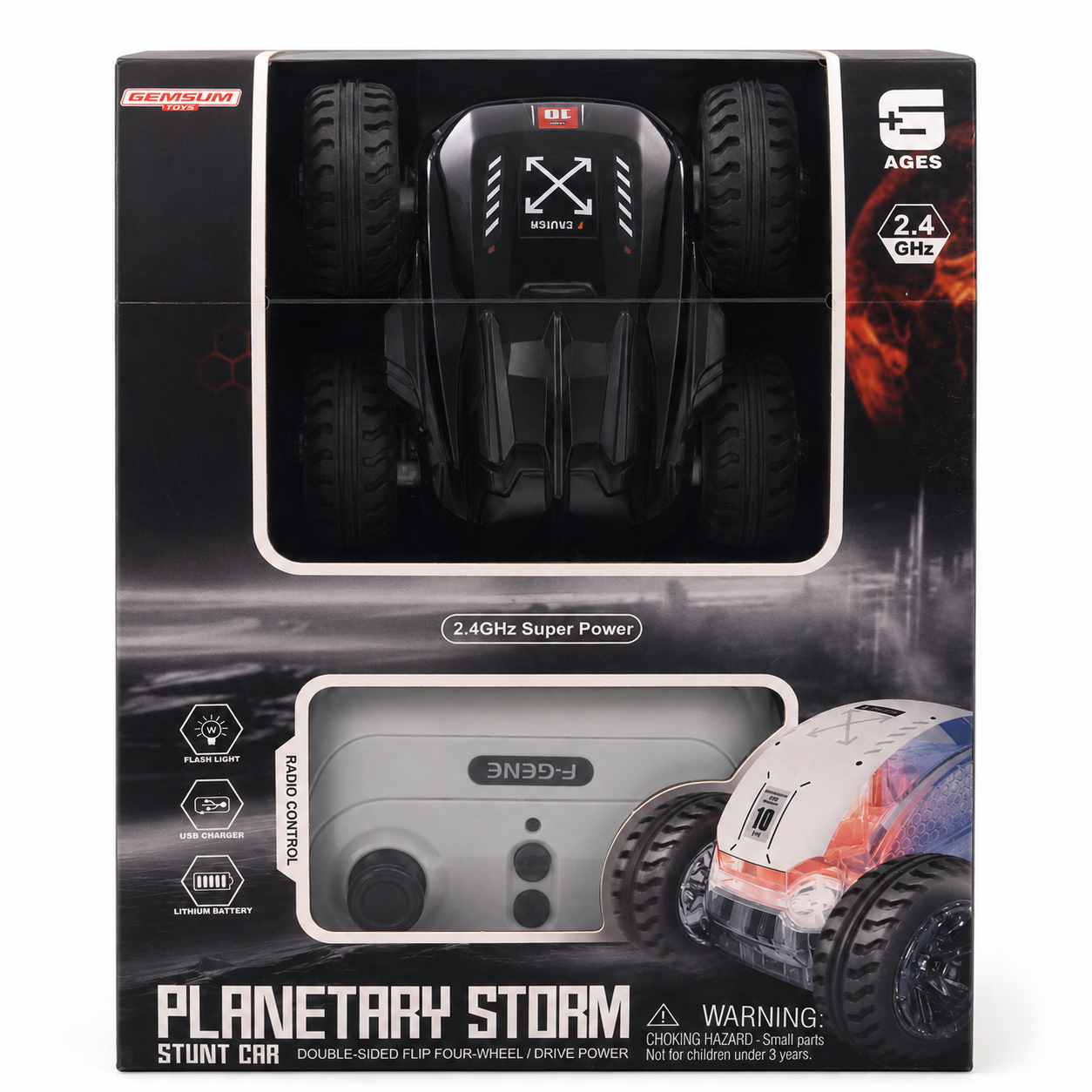 Planetary Storm 2.4GHz Double-Sided Flip Remote Control Stunt Car with Rechargeable Battery & Flash Lights