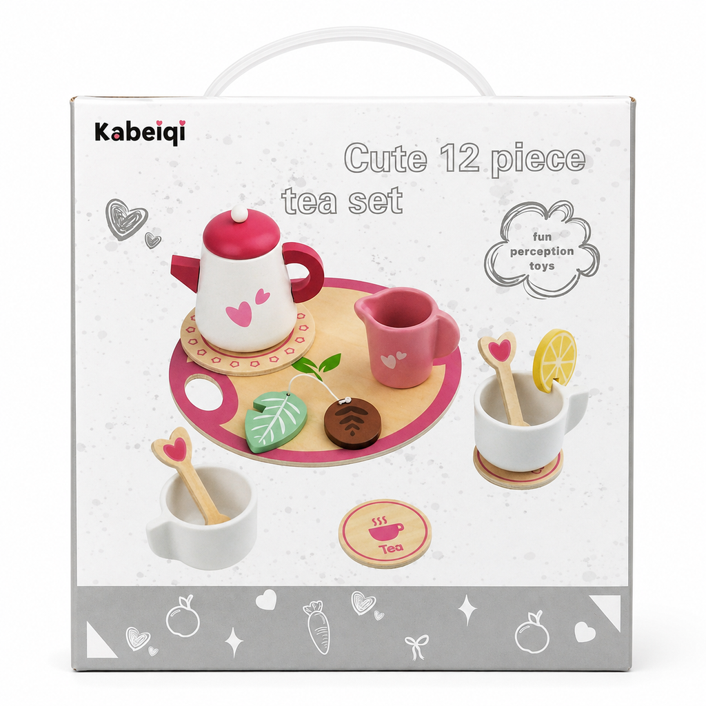 Cute 12-Piece Tea Set for Kids – Pretend Play Tea Party Toy Set