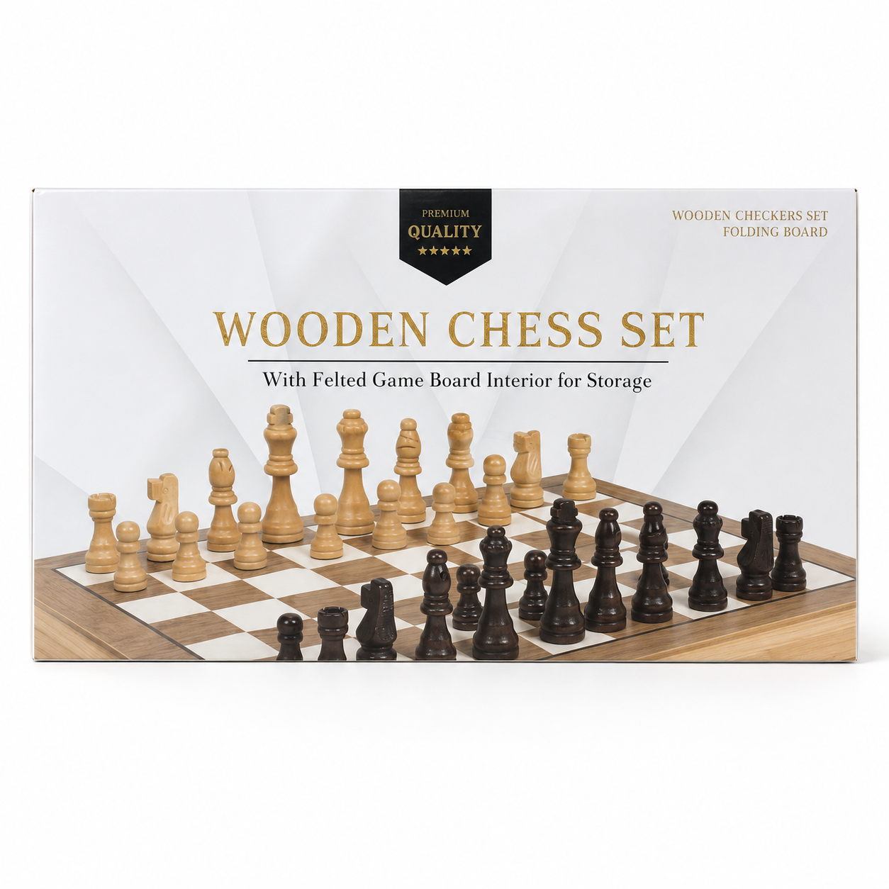 Premium Wooden Chess Set with Folding Board & Storage – Classic Strategy Game