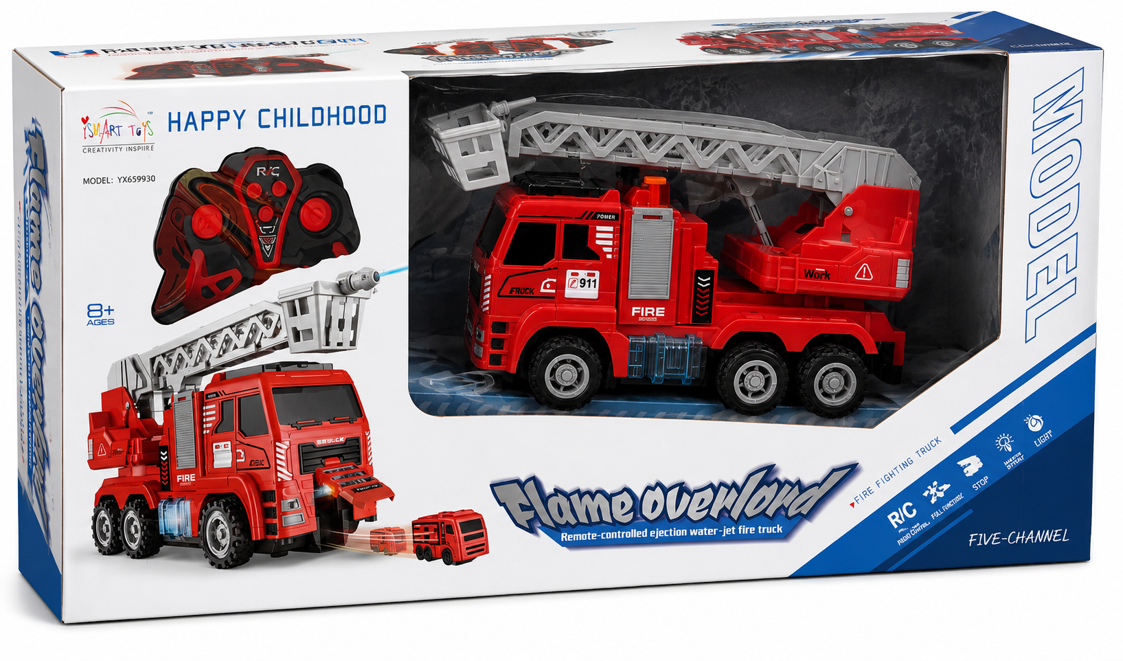 Remote Control Fire Fighter Truck with Extendable Ladder & Water Spray Function
