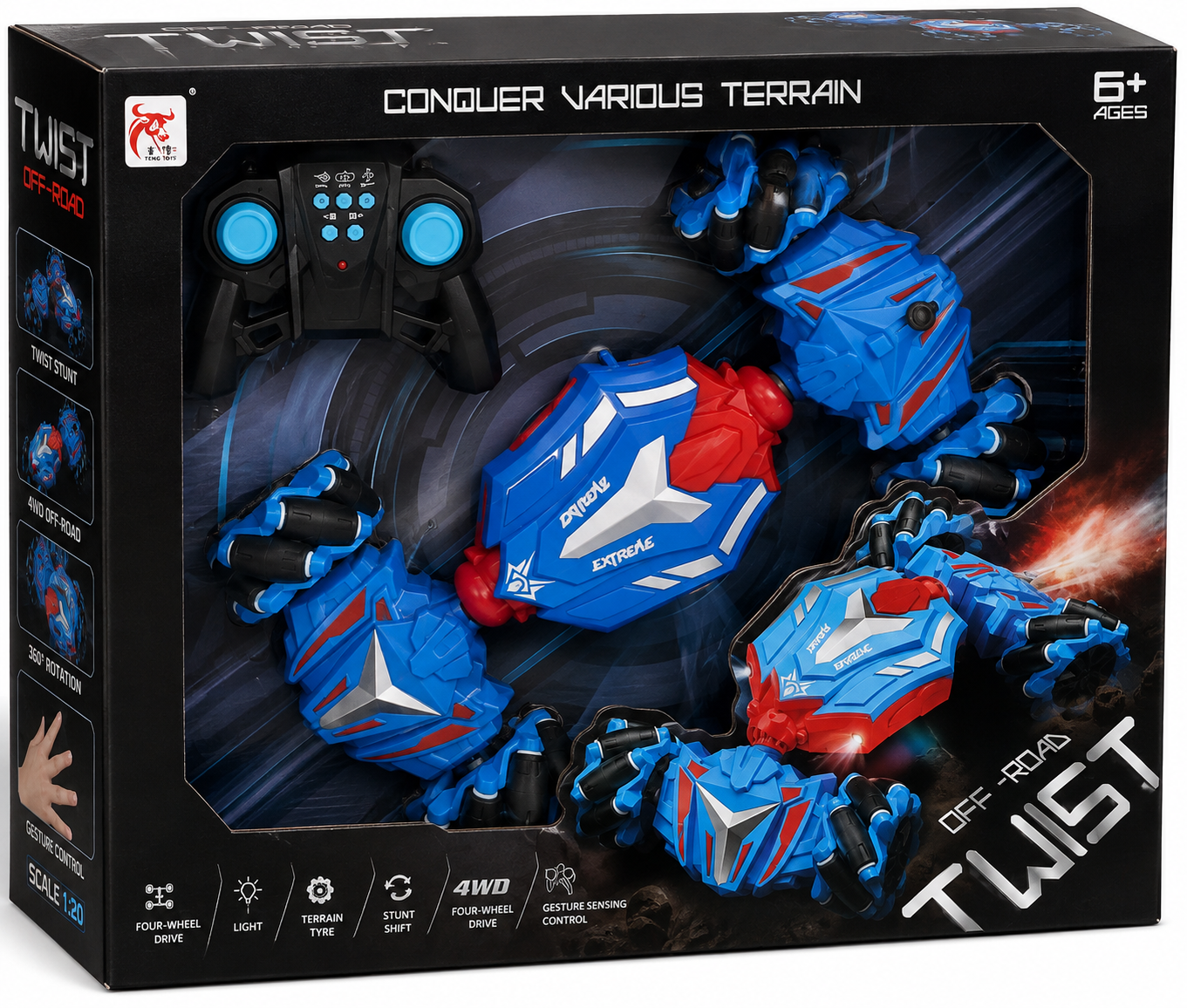 Twist 4WD Off-Road Remote Control Stunt Car with Lights & Gesture Control