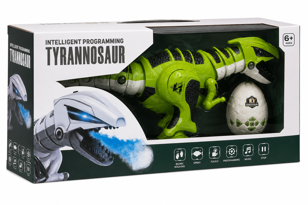 remote Control Intelligent Programming Tyrannosaur Interactive Dinosaur Toy with Spray, Touch & Music
