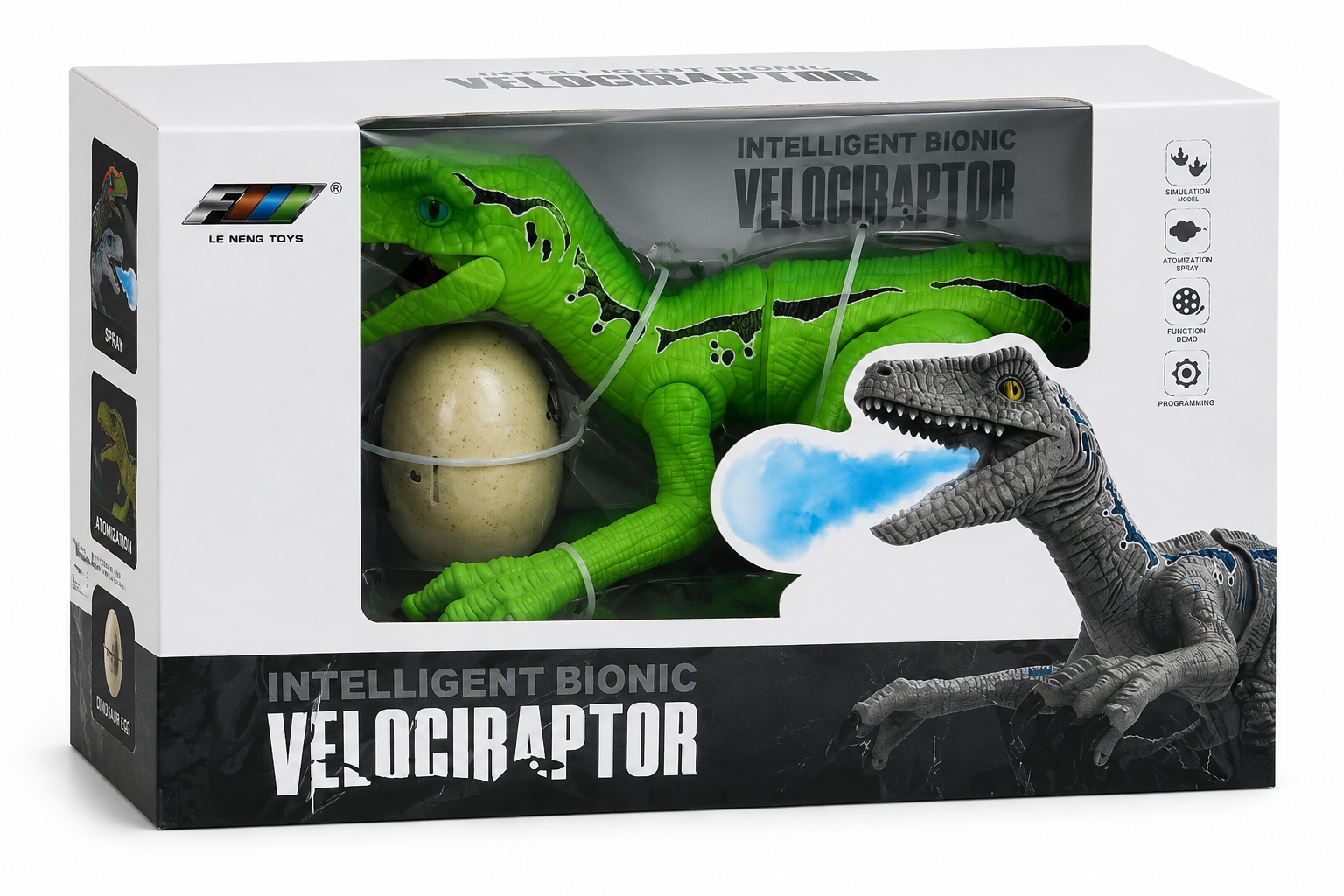 Remote Control Intelligent Bionic Velociraptor Interactive Dinosaur Toy with Spray & Programming Function