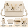 tylish Girls Mini Crossbody Sling Bag with Decorative Charms – Beige