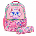 VEST 16 Inch Cat Design Kids School Backpack with Free Pencil Case – Pink | 6–12 Years