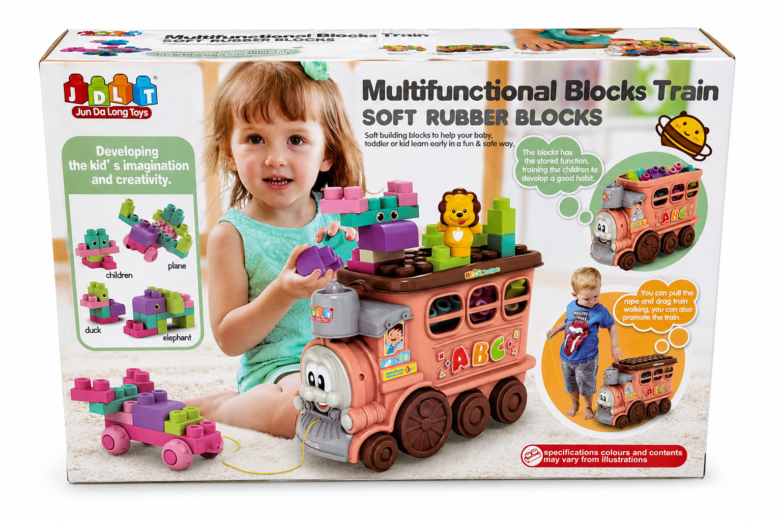 JDLT Multifunctional Blocks Train Game 2-in-1 Soft Rubber Building Blocks Set for Toddlers (23 Pieces)
