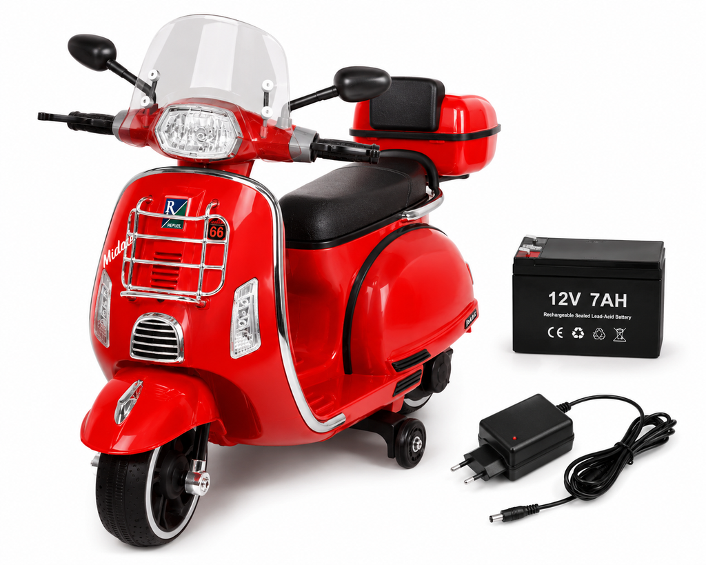 Kids Electric Ride-On Scooter for Boys & Girls – 12V Battery Operated Red Scooter