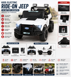 Kids 12V Electric Ride-On Jeep Car with Remote Control – White Battery Operated Toy Car