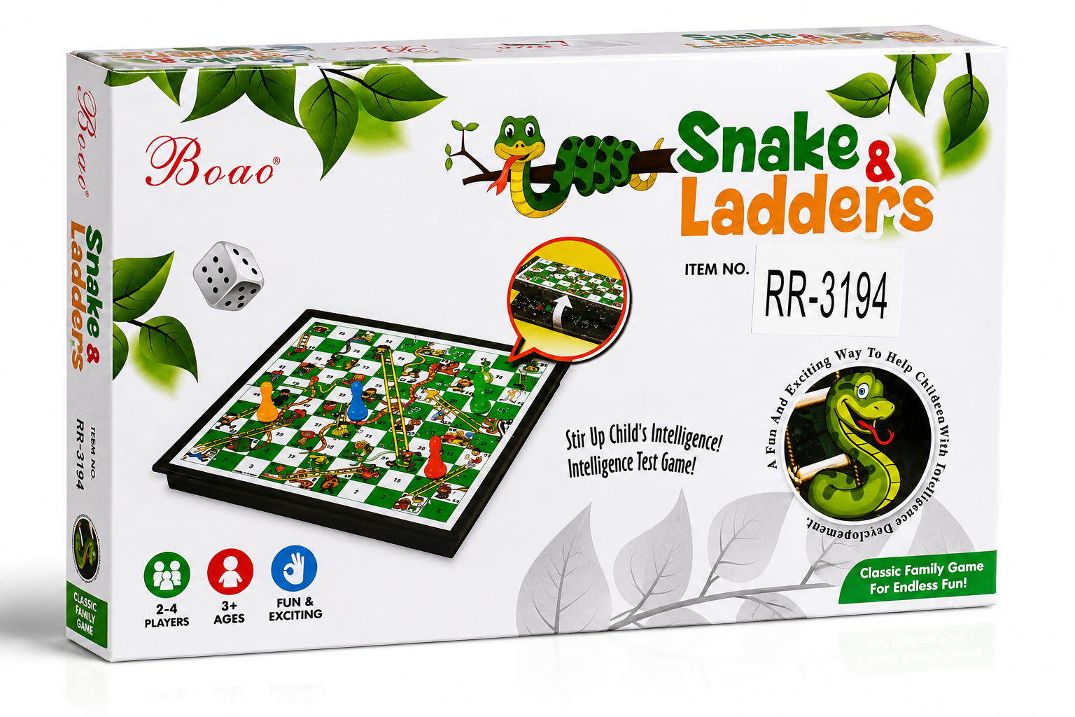 Boao Snake & Ladders Board Game Classic Family Strategy Game 2-4 Players