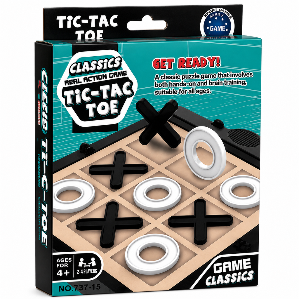 Classic Tic Tac Toe Board Game Family Strategy Game for Kids & Adults Educational Brain Training Game 2–4 Players
