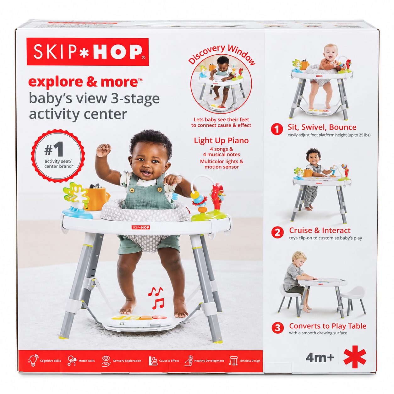 Skip Hop Explore & More Baby’s View 3-Stage Activity Center – Sit, Swivel, Bounce & Play Table | 4M+