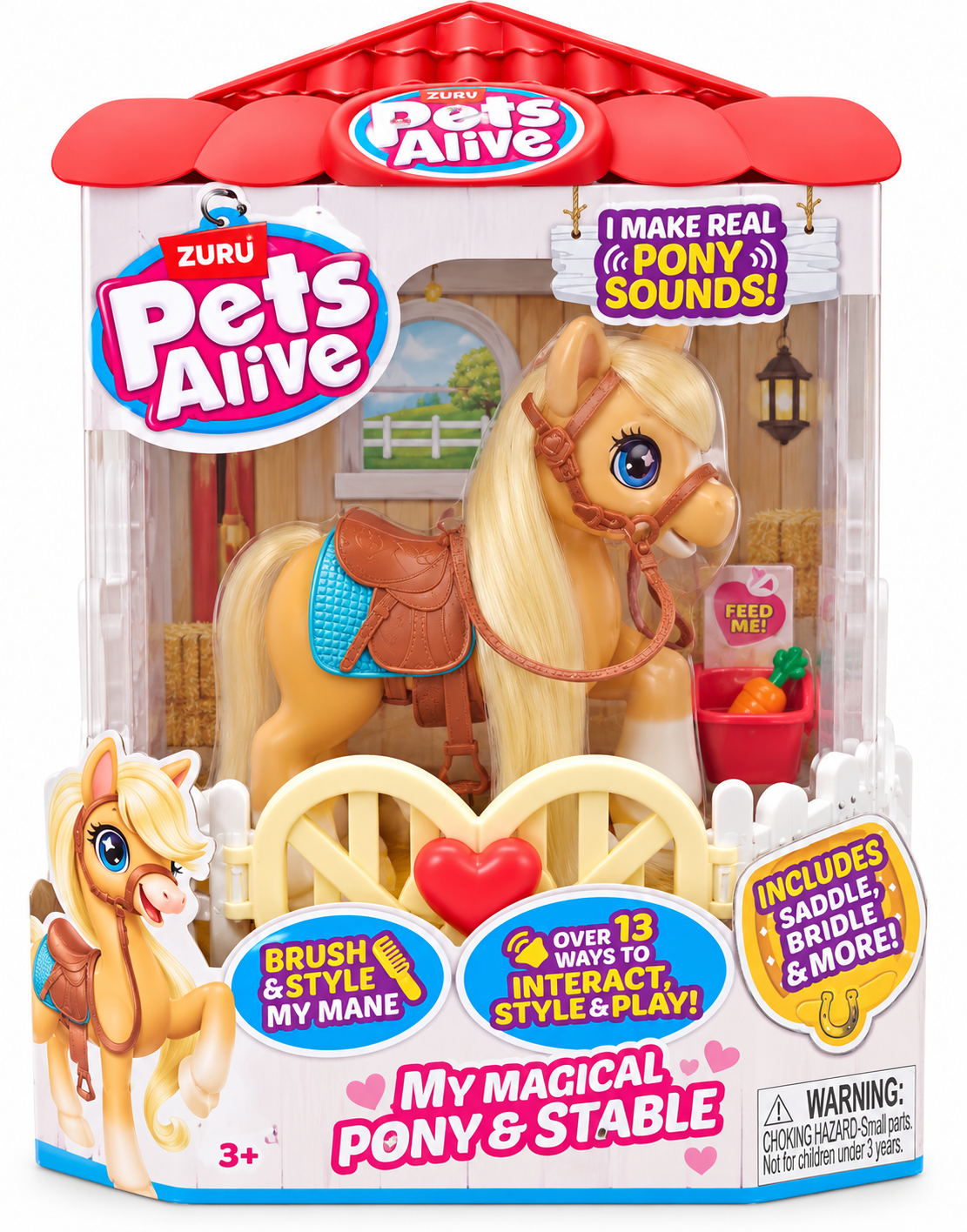 ZURU Pets Alive My Magical Pony & Stable Interactive Toy with 13+ Play Features – 3+ Years