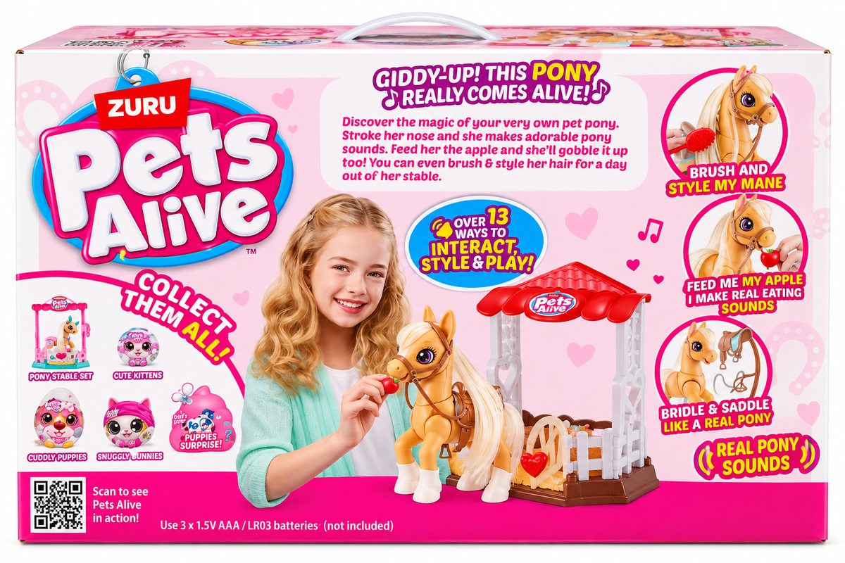 ZURU Pets Alive My Magical Pony & Stable Interactive Toy with 13+ Play Features – 3+ Years