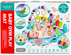 Bibiinn Baby Gym Play Mat with Multi-Function Piano, Hanging Rattles & Mirror – 0+ Months