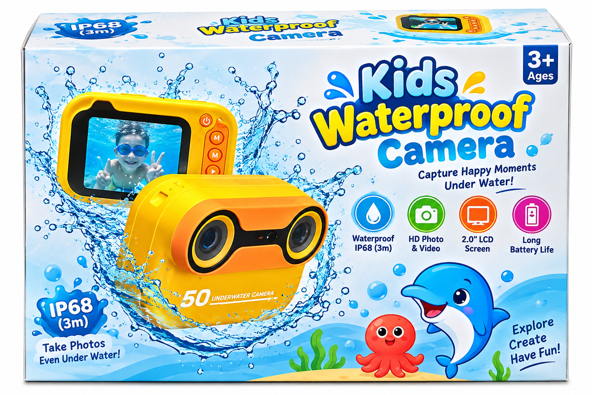Kids Waterproof Digital Camera IP68 – Underwater Camera Up to 3M for Kids – 3+ Years