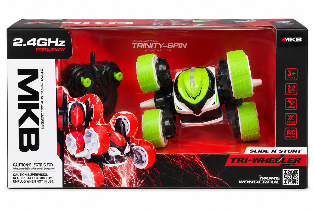 MKB Tri-Wheeler 2.4GHz Remote Control Stunt Car – 360° Slide & Stunt RC Toy