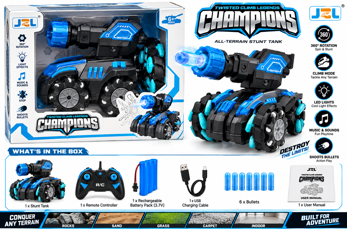 Champions Twisted Climber 2.4GHz Remote Control Water Bullet Tank – RC Battle Chariot with Lights & Accurate Shooting