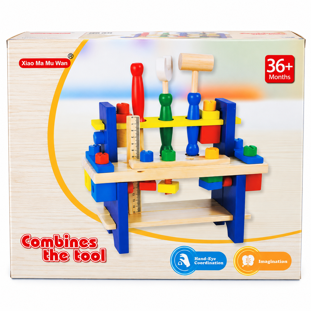 Kids Wooden Tool Workbench Set – Pretend Play Carpenter & Construction Toy | 36+ Months