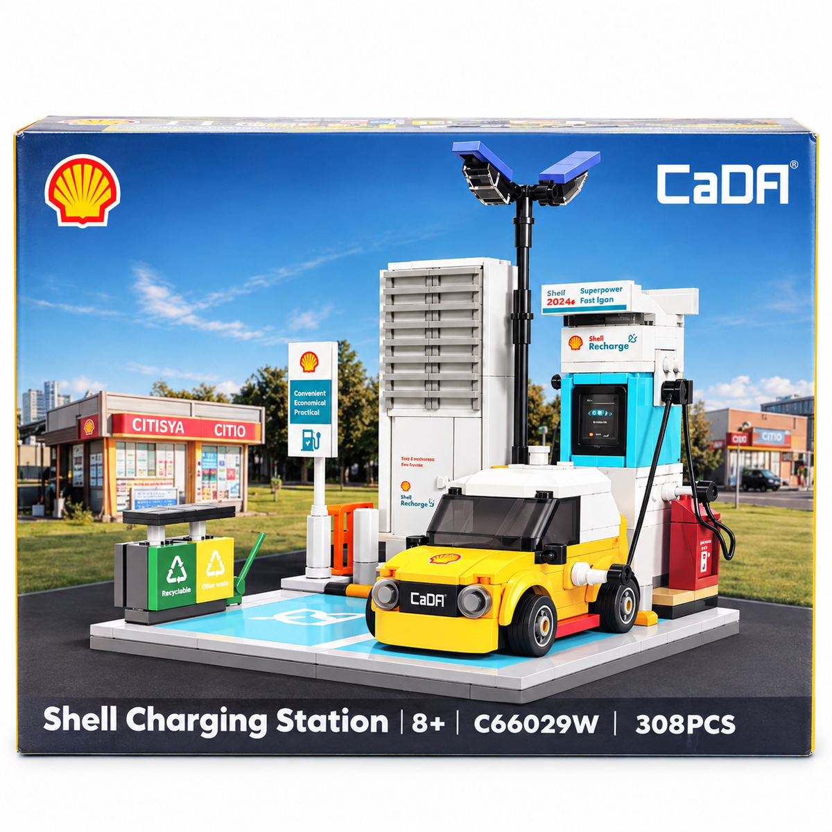 CaDA Shell Charging Station Building Blocks Set – 308 Pcs | C66029W | 8+ Years