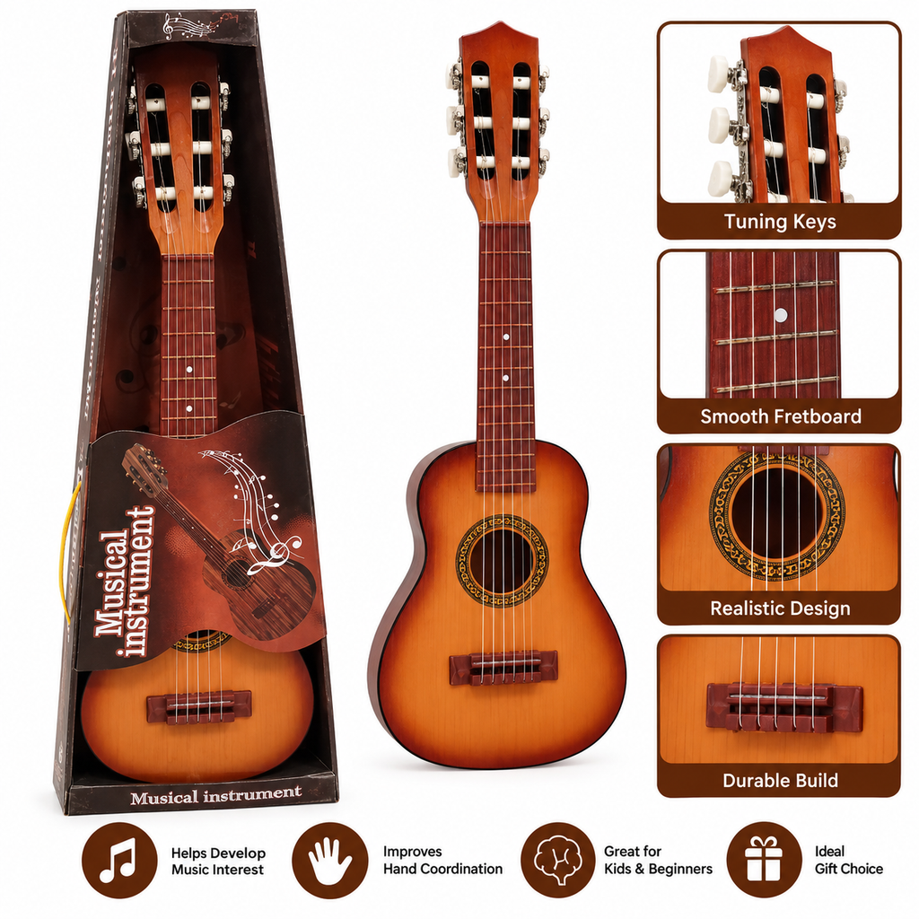 Kids 6-String Classical Guitar Musical Instrument – Beginner Pretend Play Guitar for Kids