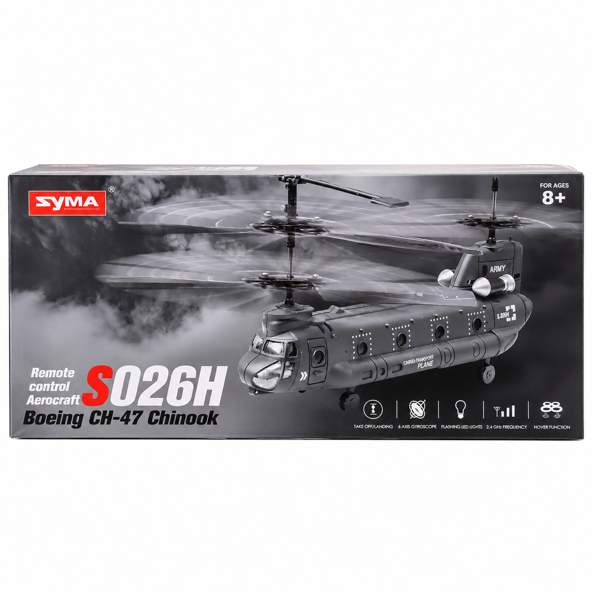 SYMA S026H Boeing CH-47 Chinook Remote Control Helicopter – 2.4GHz RC Aircraft for Kids
