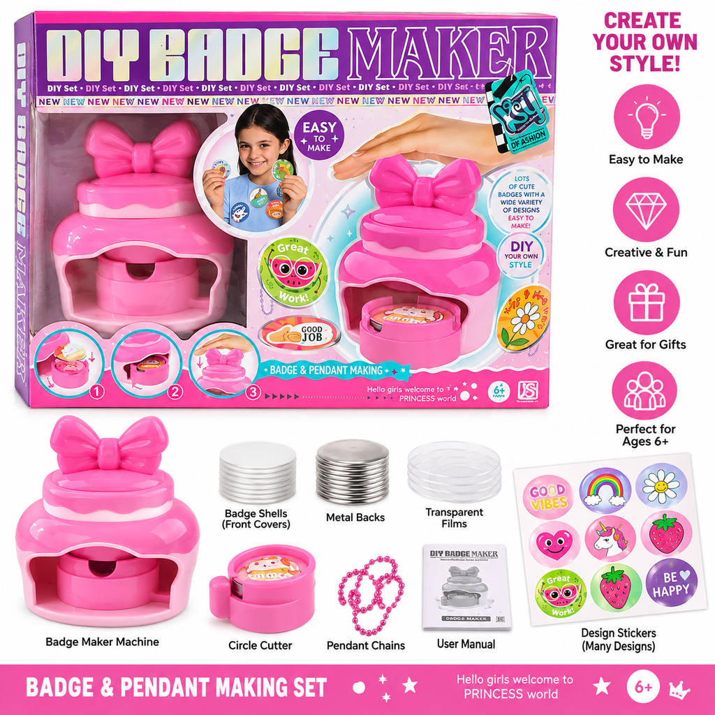 DIY Badge Maker & Pendant Making Set for Kids – Creative Fashion Craft Kit