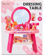 Kids Dressing Table Beauty Play Set with Mirror & Accessories – 53 Pcs Pretend Makeup Set