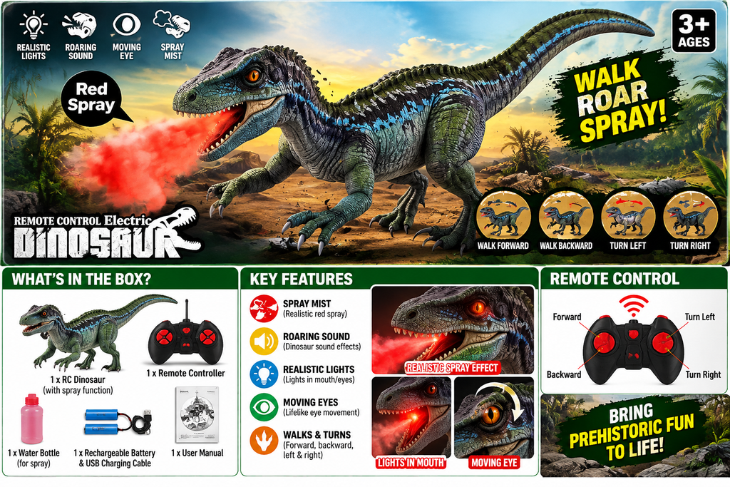 Hong Ze 2.4G Remote Control Velociraptor Dinosaur – Electric RC Dinosaur Toy