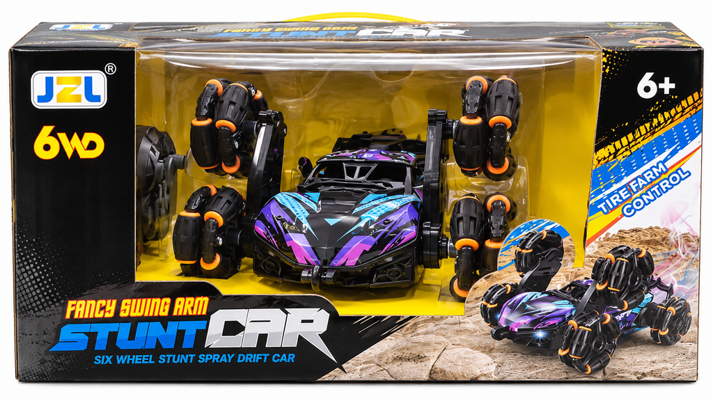 JZL 6WD Remote Control Stunt Car – Six-Wheel Spray Drift Car with Tire Arm Control