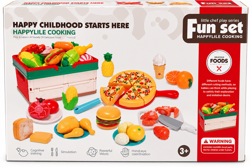 Little Chef Happy Cooking Fun Set – Pretend Play Food Cutting & Kitchen Set for Kids
