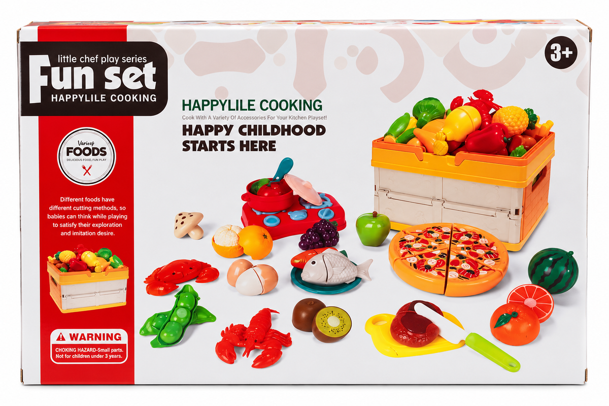 Little Chef Happy Cooking Fun Set – Pretend Play Food Cutting & Kitchen Set for Kids