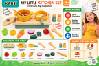 KABI My Little Kitchen Set – Wooden Pretend Cooking & Role Play Set for Kids 36M+