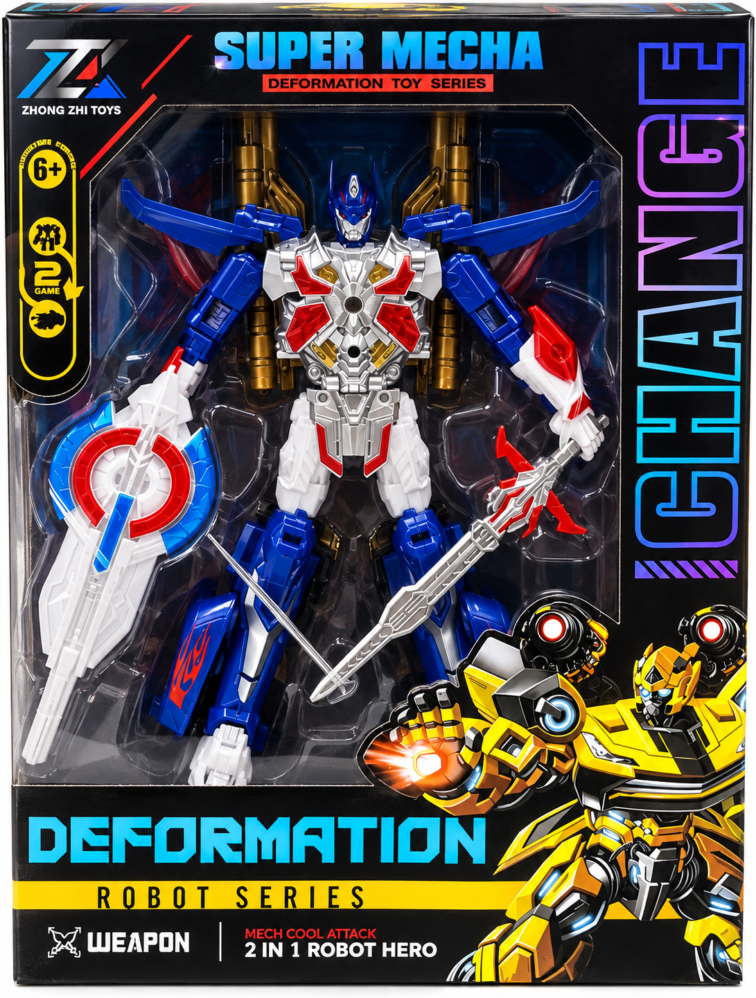 Super Mecha 2-in-1 Deformation Robot Hero with Weapons – Transforming Action Figure for Kids 6+