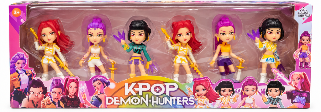 K-Pop Demon Hunters 6-Piece Character Doll Figure Set – Collectible Action Figures for Kids 3+