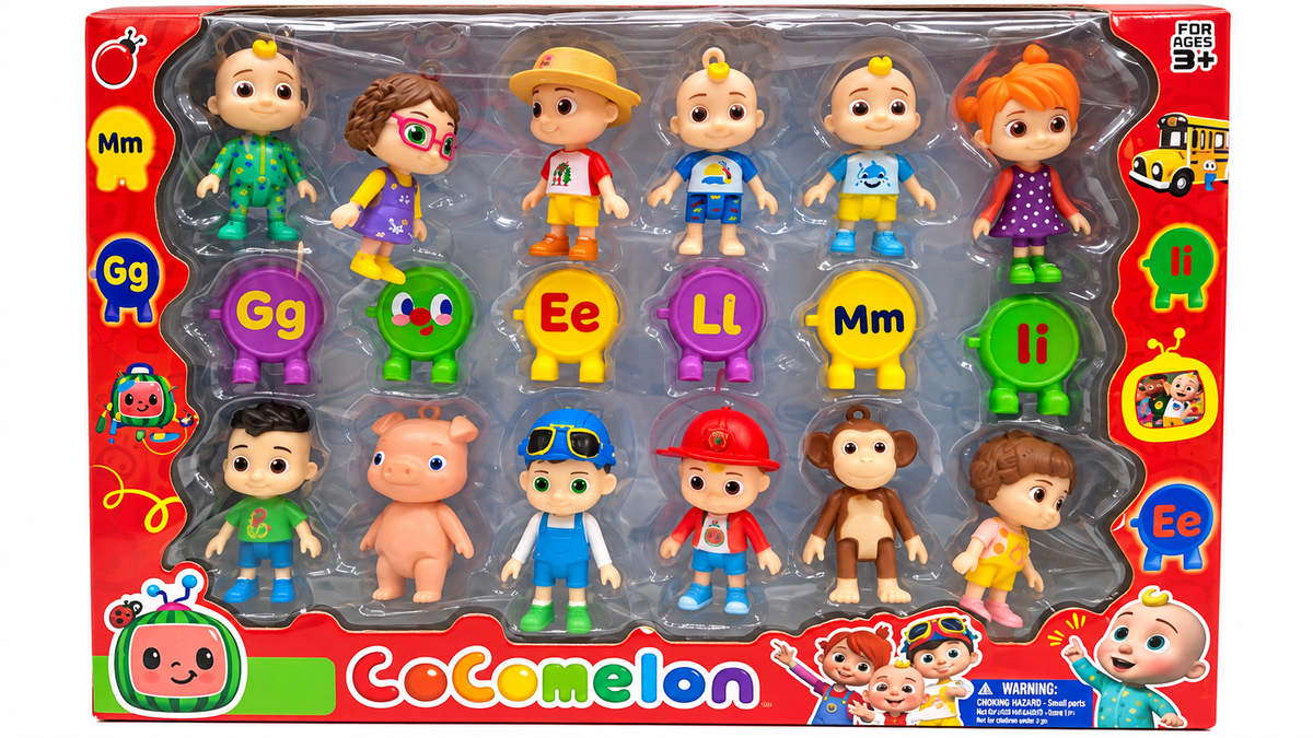 Cocomelon Character & Alphabet Learning Figure Set – 18-Piece Pretend Play Toy for Kids 3+
