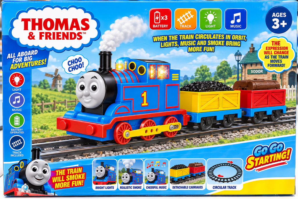 Thomas & Friends Battery Operated Train Set with Track, Light, Music & Smoke Effect