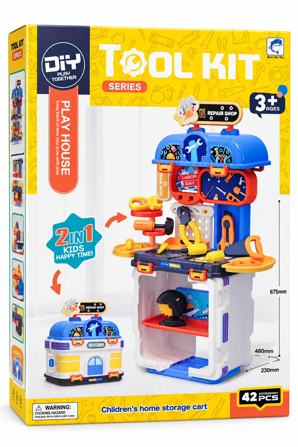 2-in-1 DIY Tool Kit Repair Shop Play Set with 42 Accessories