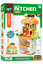 2-in-1 Kids Kitchen Play Set with 53 Accessories & Storage Cart