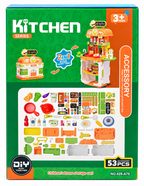 2-in-1 Kids Kitchen Play Set with 53 Accessories & Storage Cart