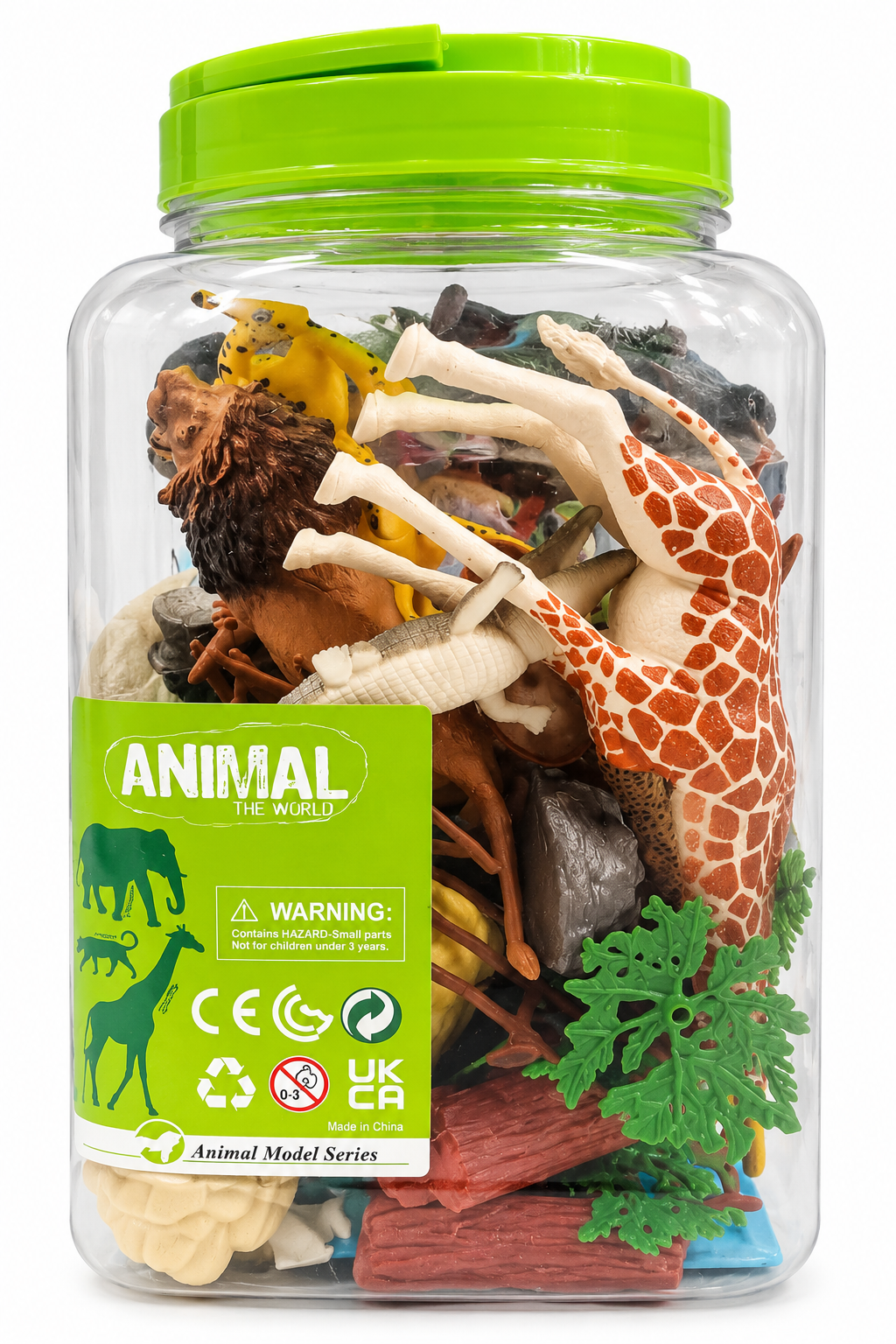 Realistic Wild Animal Figures with Storage Jar – 30 Pcs