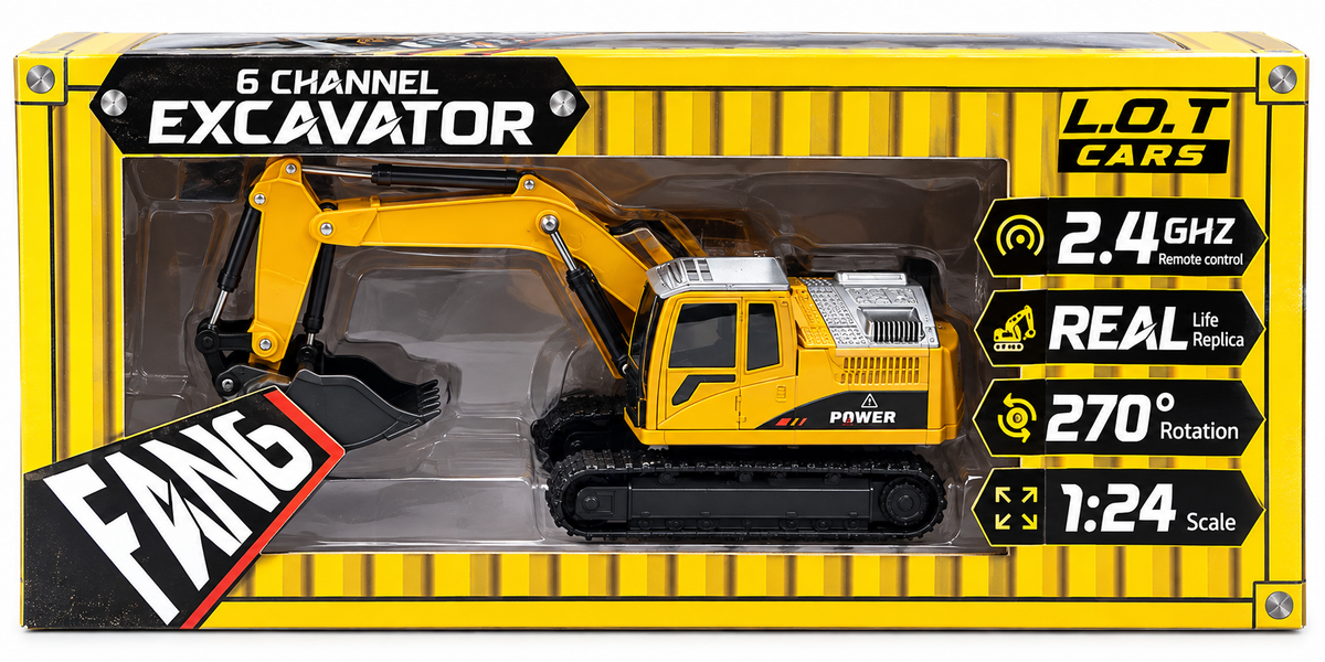 6-Channel 2.4GHz Remote Control Excavator Toy – 1:24 Scale