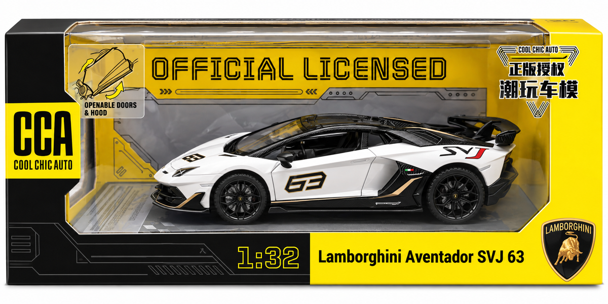 CCA Lamborghini Aventador SVJ 63 1:32 Die-Cast Model Car – White