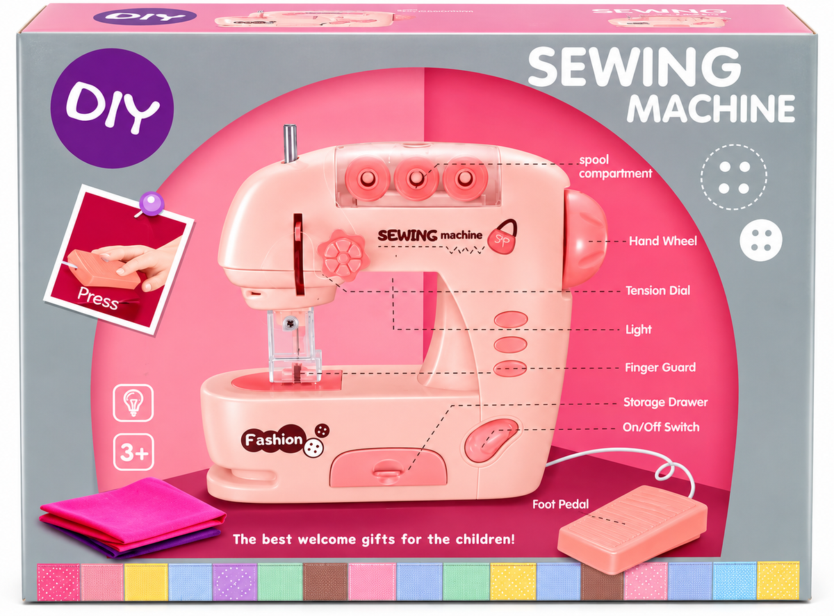 DIY Sewing Machine Toy for Kids – Pretend Play Sewing Machine Set, 3+ Years