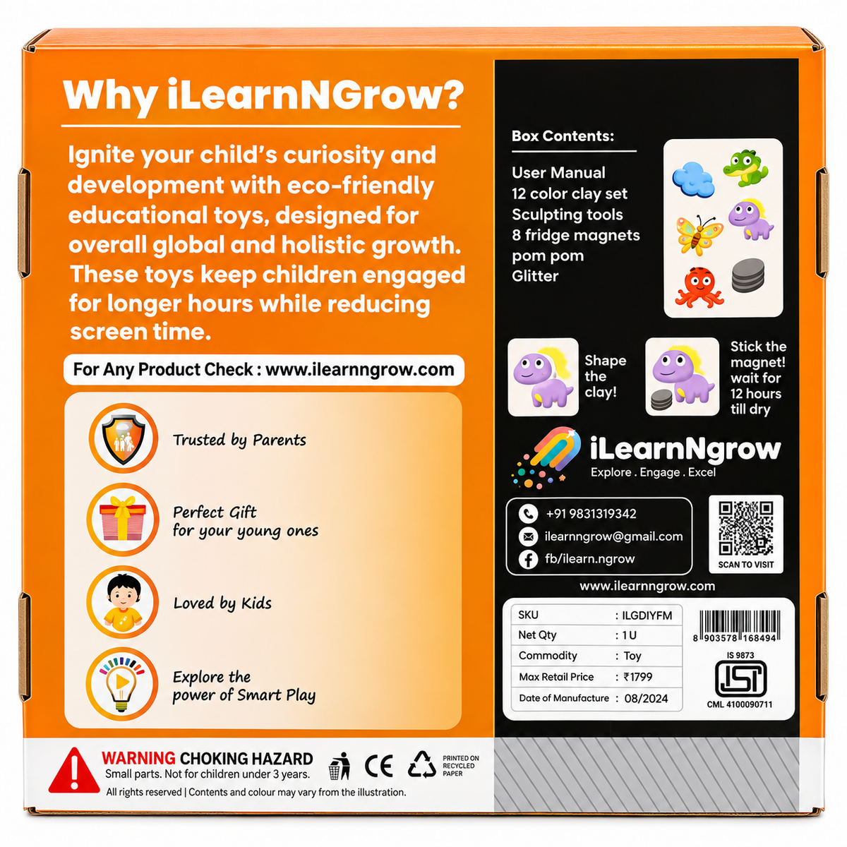iLearnNgrow DIY Clay Fridge Magnets Making Kit – Creative Craft Activity for Kids 6+