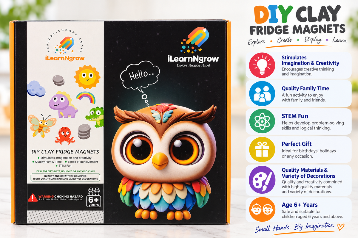 iLearnNgrow DIY Clay Fridge Magnets Making Kit – Creative Craft Activity for Kids 6+