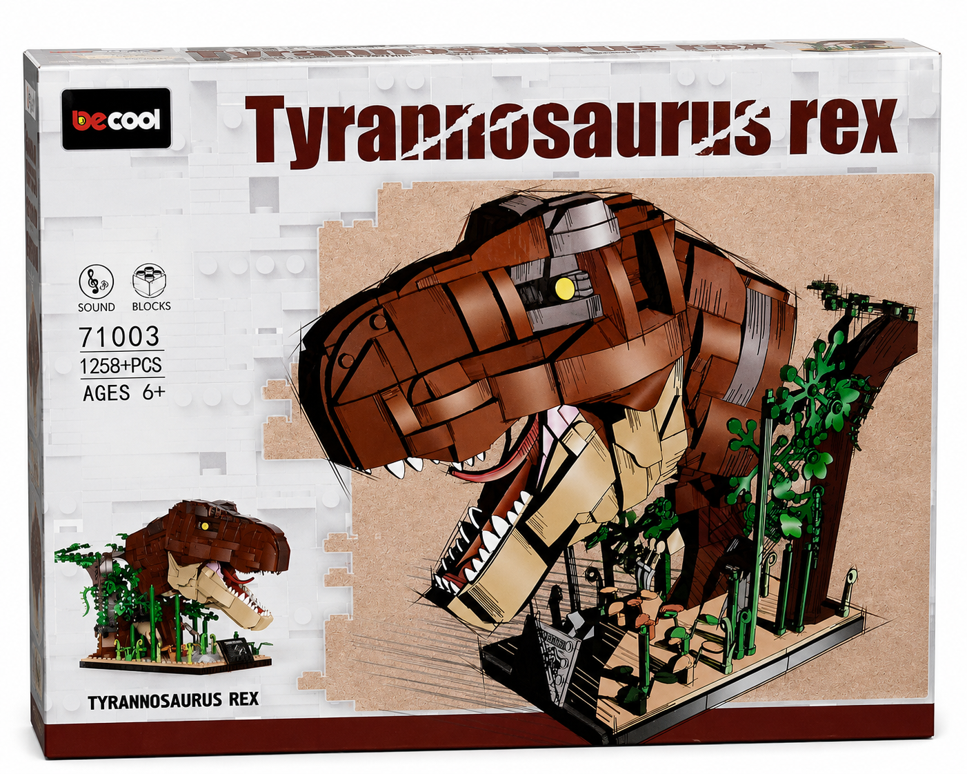 BC Cool Tyrannosaurus Rex Dinosaur Building Blocks Set with Sound – 1258 Pieces | 6+ Years