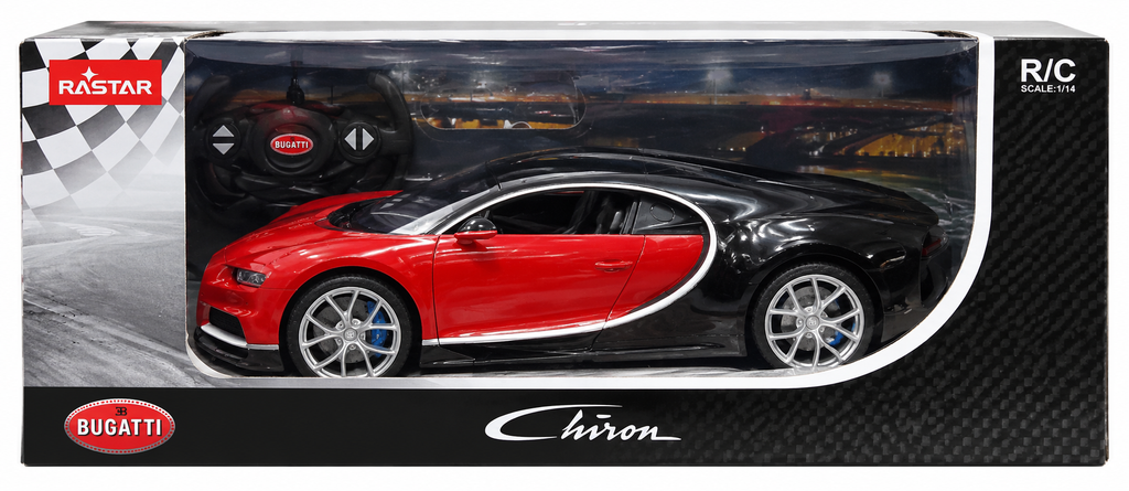 RASTAR Bugatti Chiron 1:14 Scale Remote Control Car – Red & Black