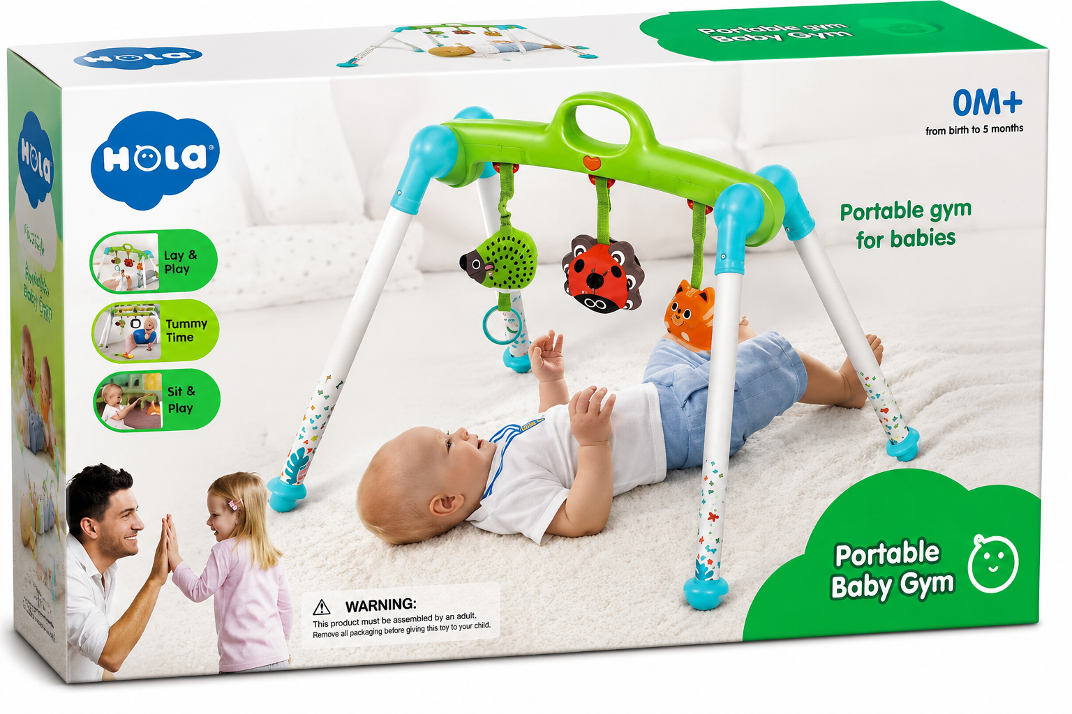 Hola Portable Baby Gym with Hanging Activity Toys – 3-in-1 Lay, Tummy & Sit Play | 0M+