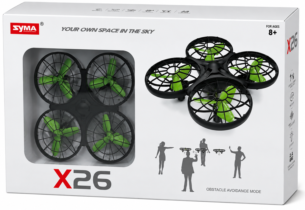 SYMA X26 Mini RC Drone with Obstacle Avoidance, Auto Hover & 360° Flips – 2.4GHz | 8+ Years